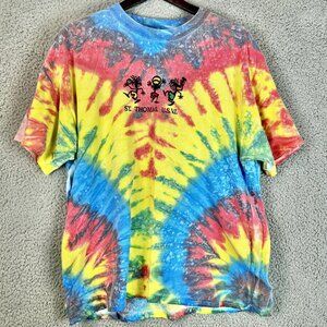 St. Thomas Tie Dye T Shirt Embroidered U.S.V.I Size XL Rasta Hippie Grateful